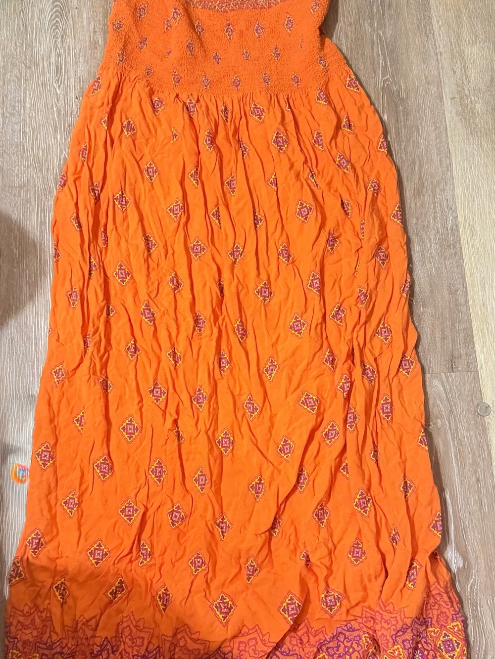 Orange Embroidered sleeveless Maxi dress